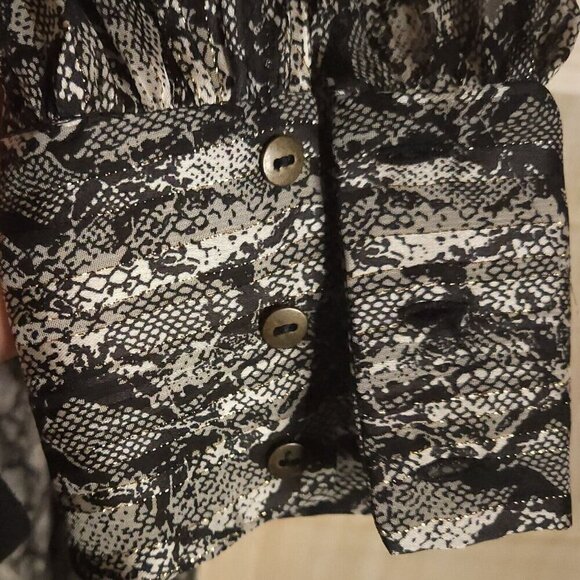 Zara Women's Snake Print Semi Sheer High Neck Blouse Medium - Picture 7 of 10